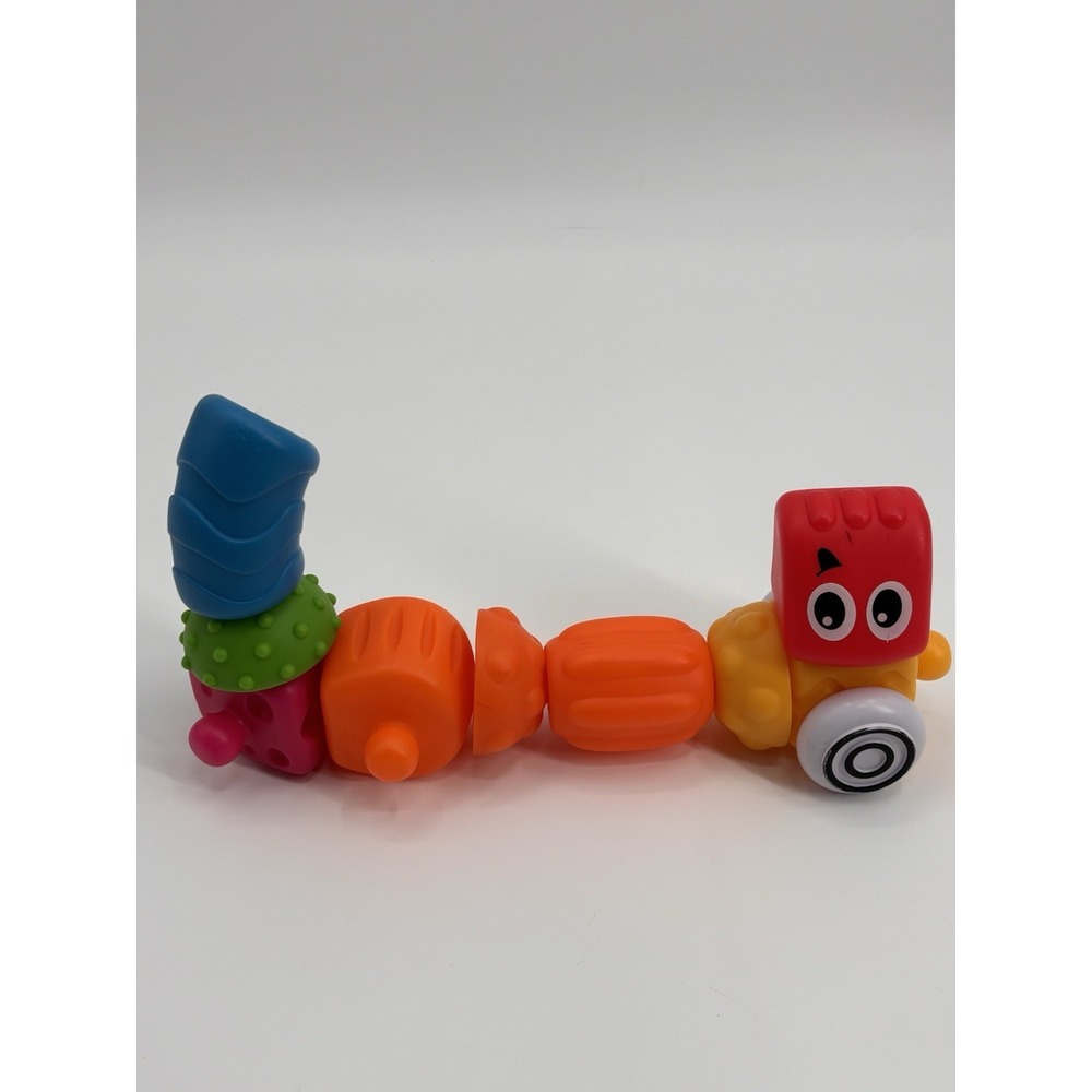 Infantino Sensory Plug And Roll Train Interlocking Colorful Block Pieces motor